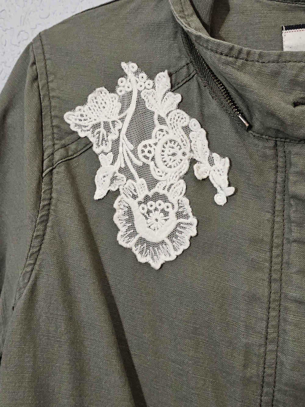 Anthropologie/Daughters Of The Liberation Olive Green Utility Jacket Women Large - Picture 3 of 11